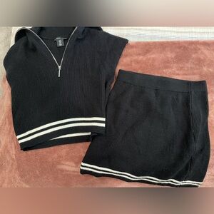 Sincerely Jules Black and White Striped Skirt Sweater Set